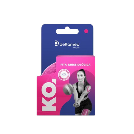 Bandagem Elástica Adesiva Kinesiológica Dellamed Rosa