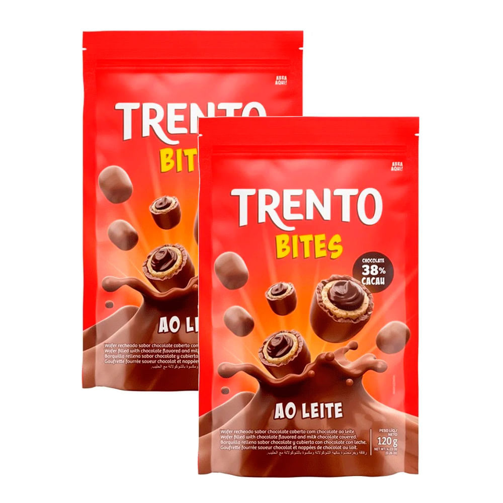 Kit 2 Chocolate Trento Bites Ao Leite 120g em Oferta na Shopee