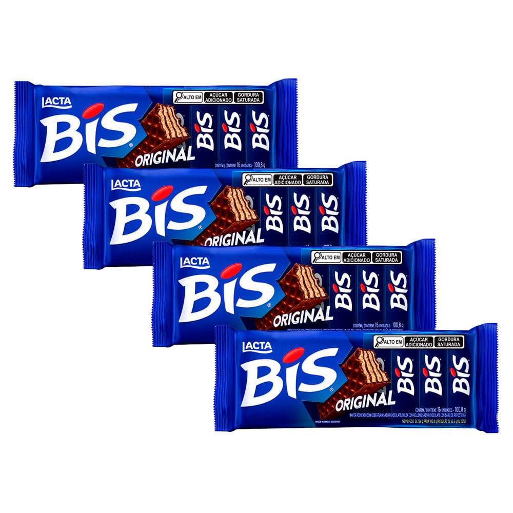 Kit 4 Chocolate Bis Lacta Ao Leite com 100,8g em Oferta na Shopee