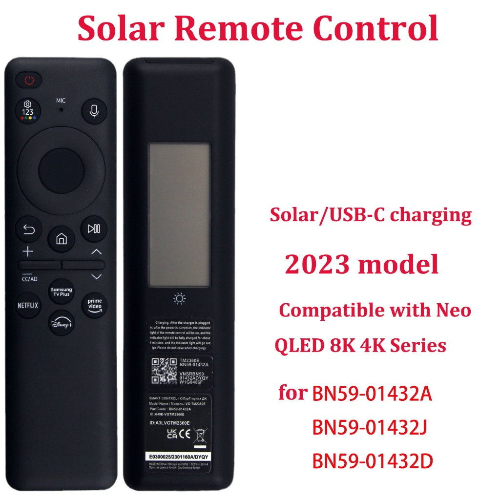 Para Novo Controle Remoto Solar Samsung LED Inteligente Android TV Função De Voz 4K UHD BN59-01455A 2023-2025 Modelos