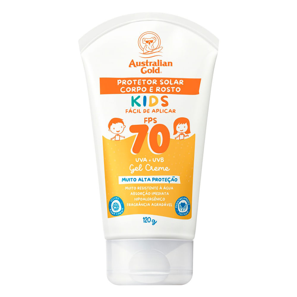 Protetor Solar Australian Gold Kids FPS 70 Gel Creme 120g em Oferta na Shopee