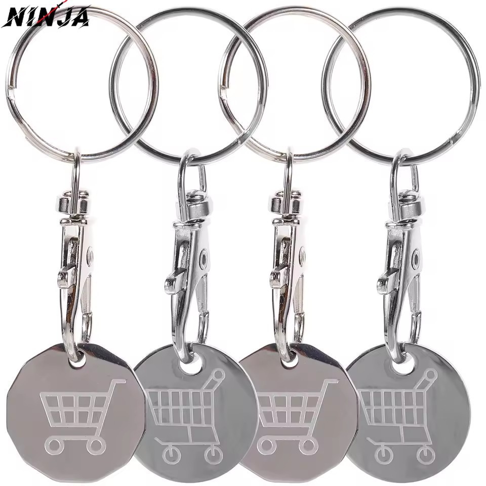 Chaveiro De Token De Carrinho De Compras De 9-2 Unidades-Tokens-Mini Chaveiros Portáteis-Metal Universais-Pingente Super