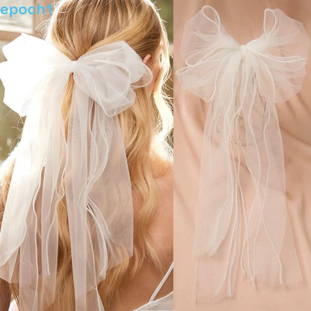 Véu De Noiva De Casamento EPOCH1 , Tule Branco De Gaze Multicamadas , Malha Retrô , Renda Curta , Laço De Pérola , Festa