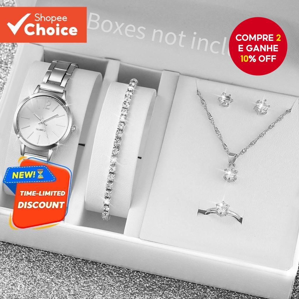 Conjunto De Relógios Femininos De 6 Unidades-De Quartzo Minimalis Com Detalhes De Strass Para Estilo Diário (Sem Caixa)