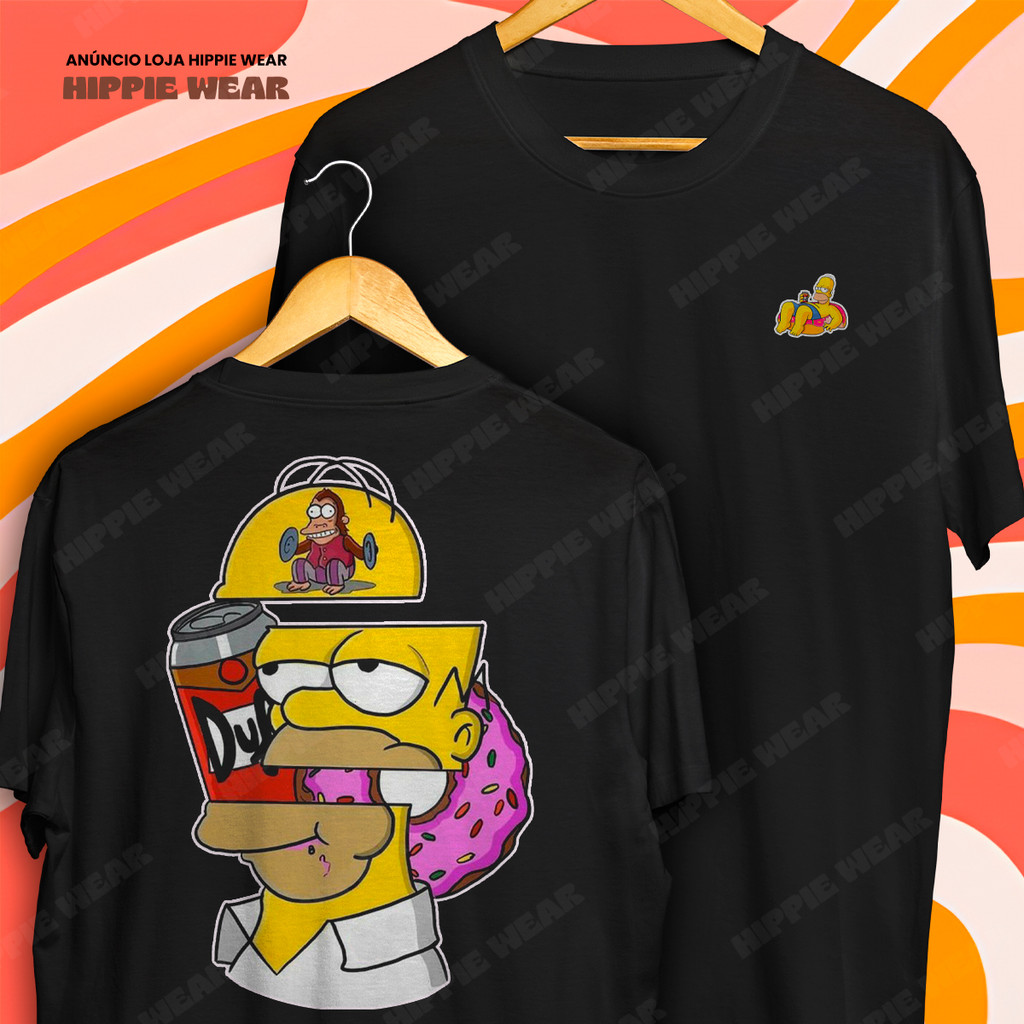 Camiseta Homer Simpson Mente Aberta Duff Donuts Engraçada Blusa Camisa 100% Algodão