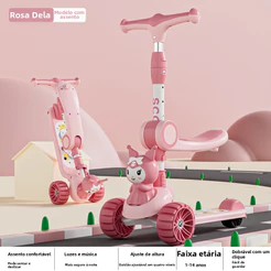 Patinete infantil dobrável 3 em 1 com assento