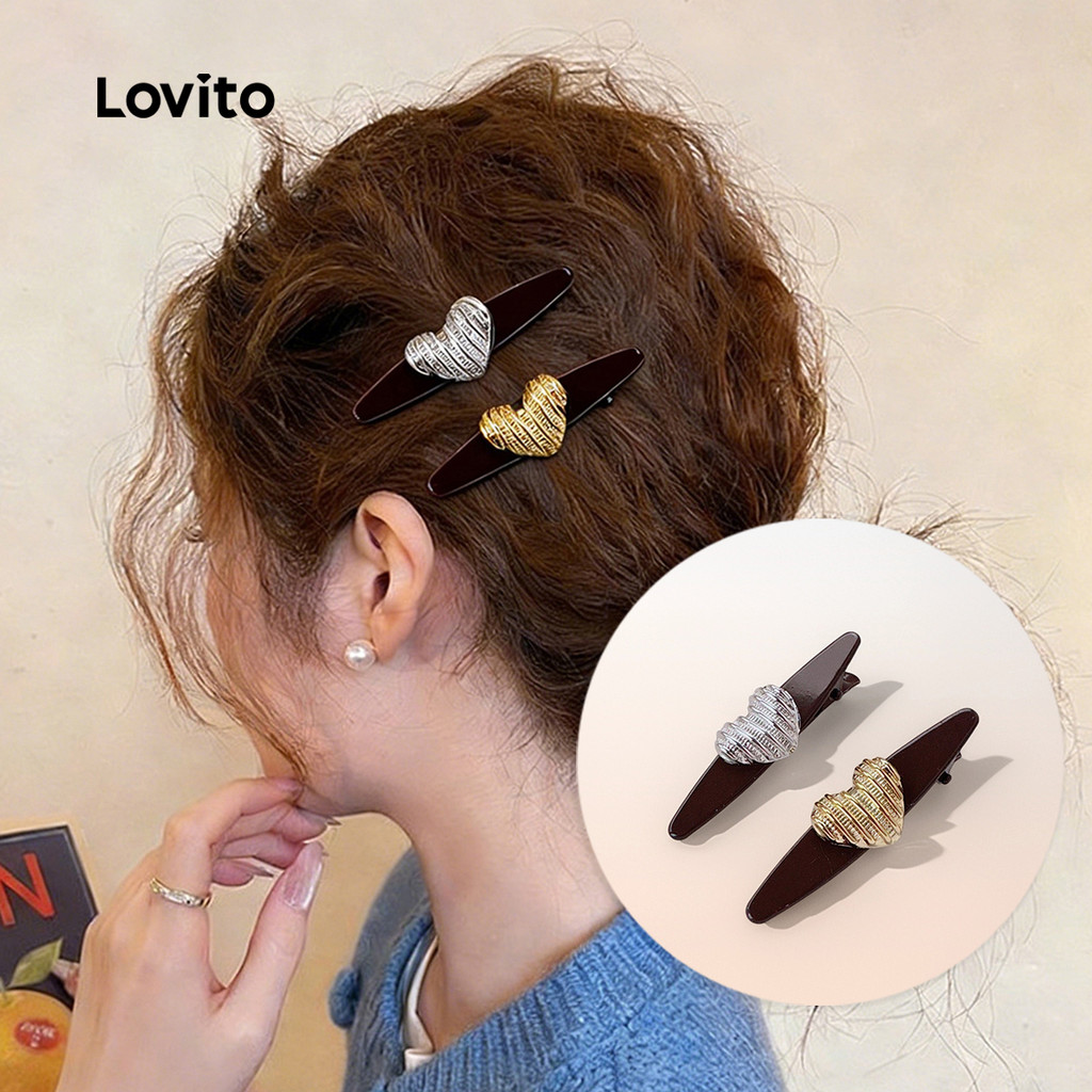 Lovito  Clipes de Cabelo Coração Casual LFA111083 em Oferta na Shopee