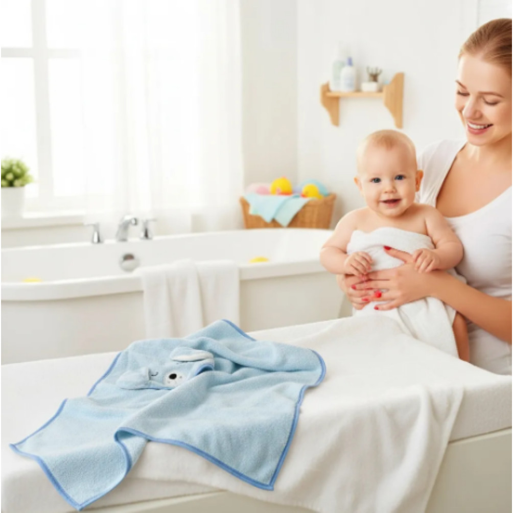 Toalha Banho Bebê Cores Capuz Roupão Infantil Recém Nascido Criança Bichinho Bordado