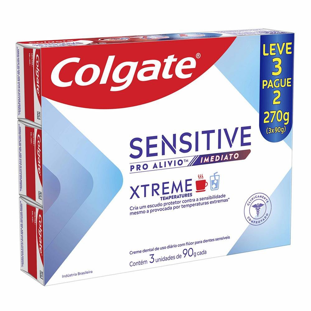 Creme Dental Colgate Xtreme Sensitive Pro-Alívio Imediato Caixa 270g com 3 Unidades em Oferta na Shopee