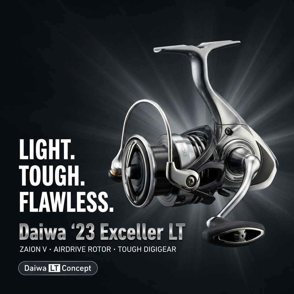 Daiwa 23 Exceller LT Spinning Reel — ZAION V Body, AIRDRIVE Rotor, 5BB+1 | Freshwater & Inshore