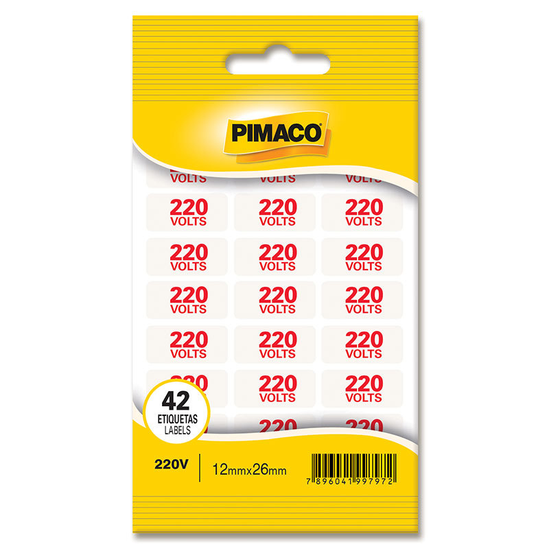 Etiqueta sinalização 220V com 2 folhas Pimaco