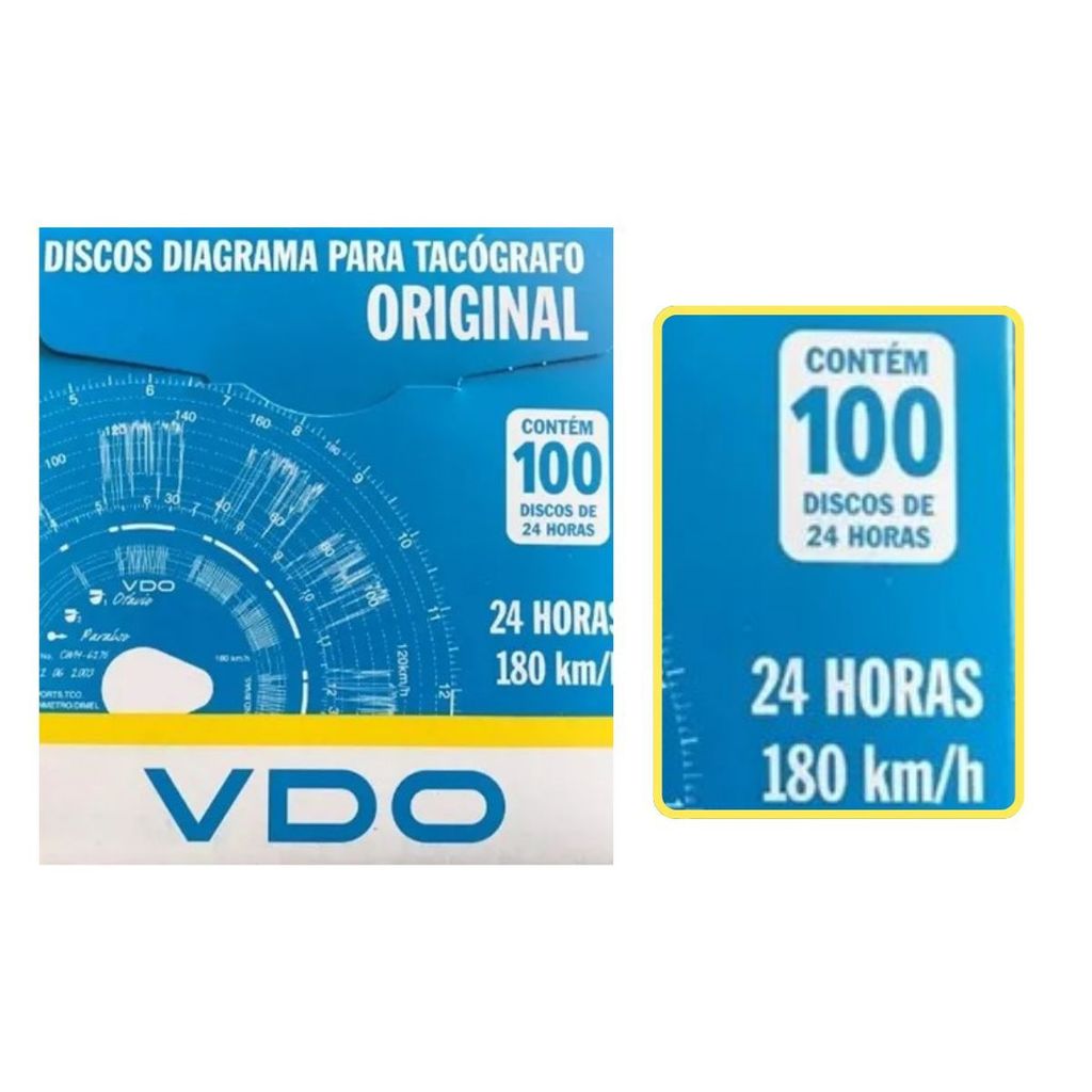 1 CAIXA DISCO TACOGRAFO ANALOGICO DIÁRIO 180 KM/H 24H DIAGRAMA PARA CAMINHAO ORIGINAL VDO 140240010F