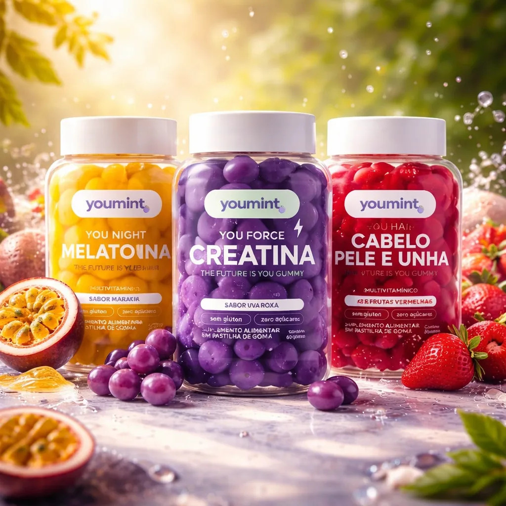 Kit 3 Gummies Youmint Creatina Uva Força E Beleza Academia Auto Cuidado Melatonina Premium