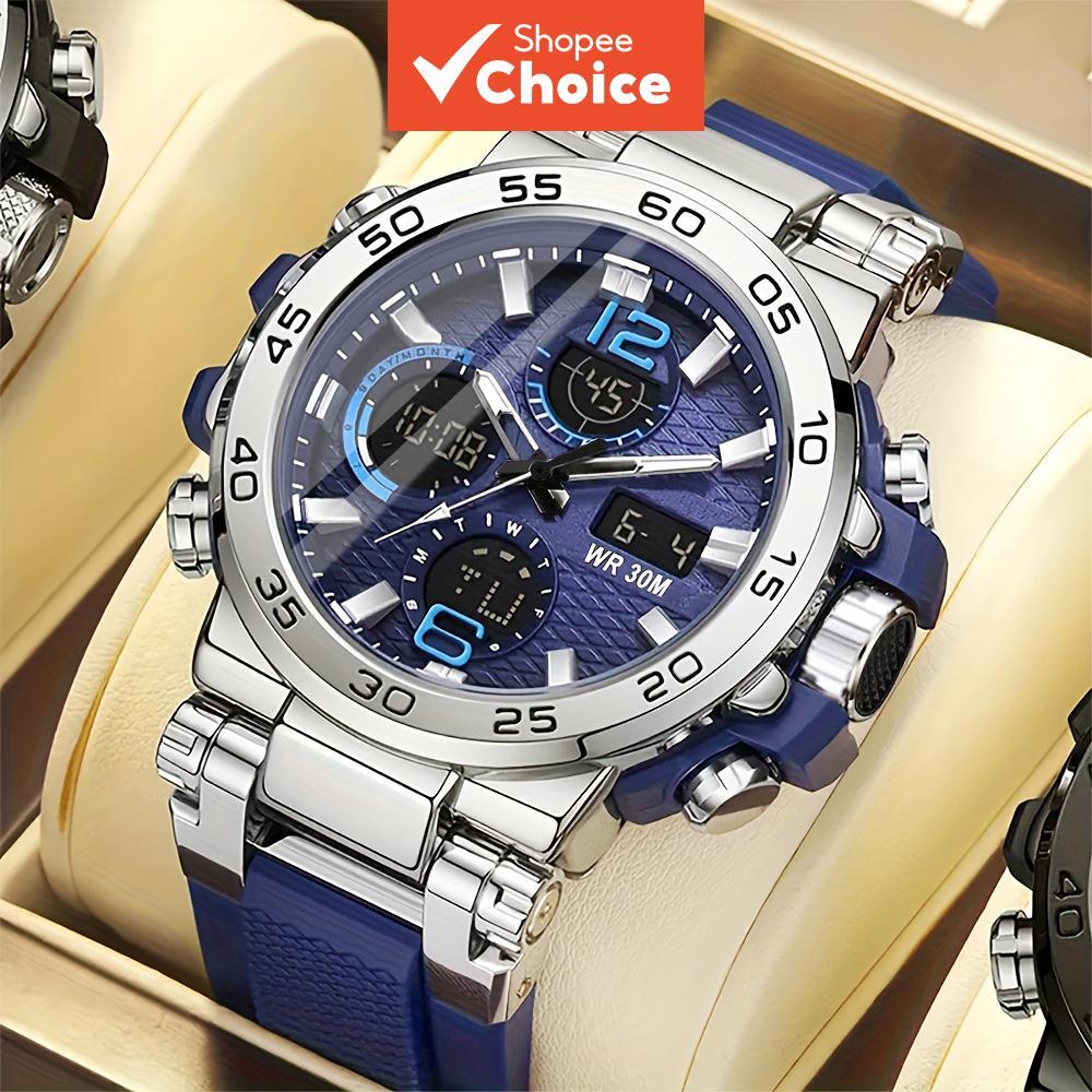 Relógio Esportivo Digital LED Masculino Pulseira De Silicone À Prova D'água Cronógrafo Alarme Luminoso Data Presente Par
