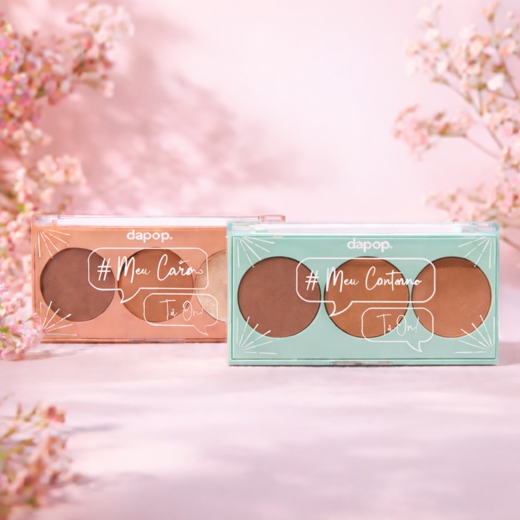 Kit 2 Paletas Dapop Contorno Blush e Mix Iluminador Maquiagem Facial
