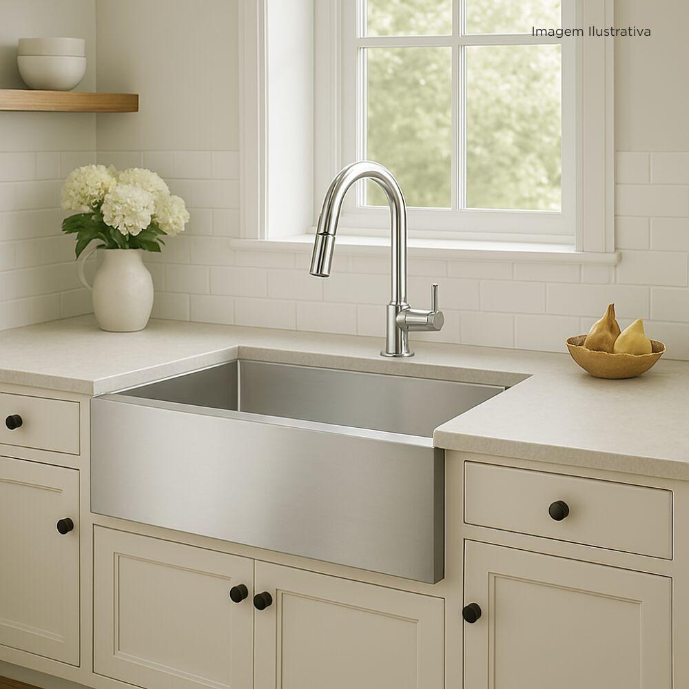 Cuba De Embutir Aço Inox Fosco Para Cozinha Farm Sink  76x35x25,4 cm Addra em Oferta na Shopee