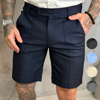 Shorts Bermuda Masculino Alfaiataria Nervura Colorida Premium Sports Fino Social