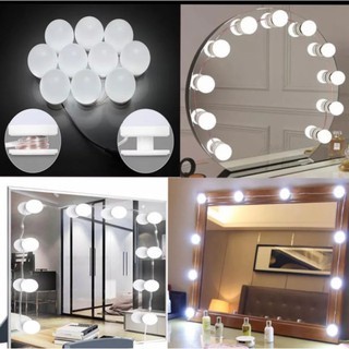 Kit Luz LED para Espelho Camarim Maquiagem Penteadeira 10 Lâmpadas LED USB 3 Cores Iluminação