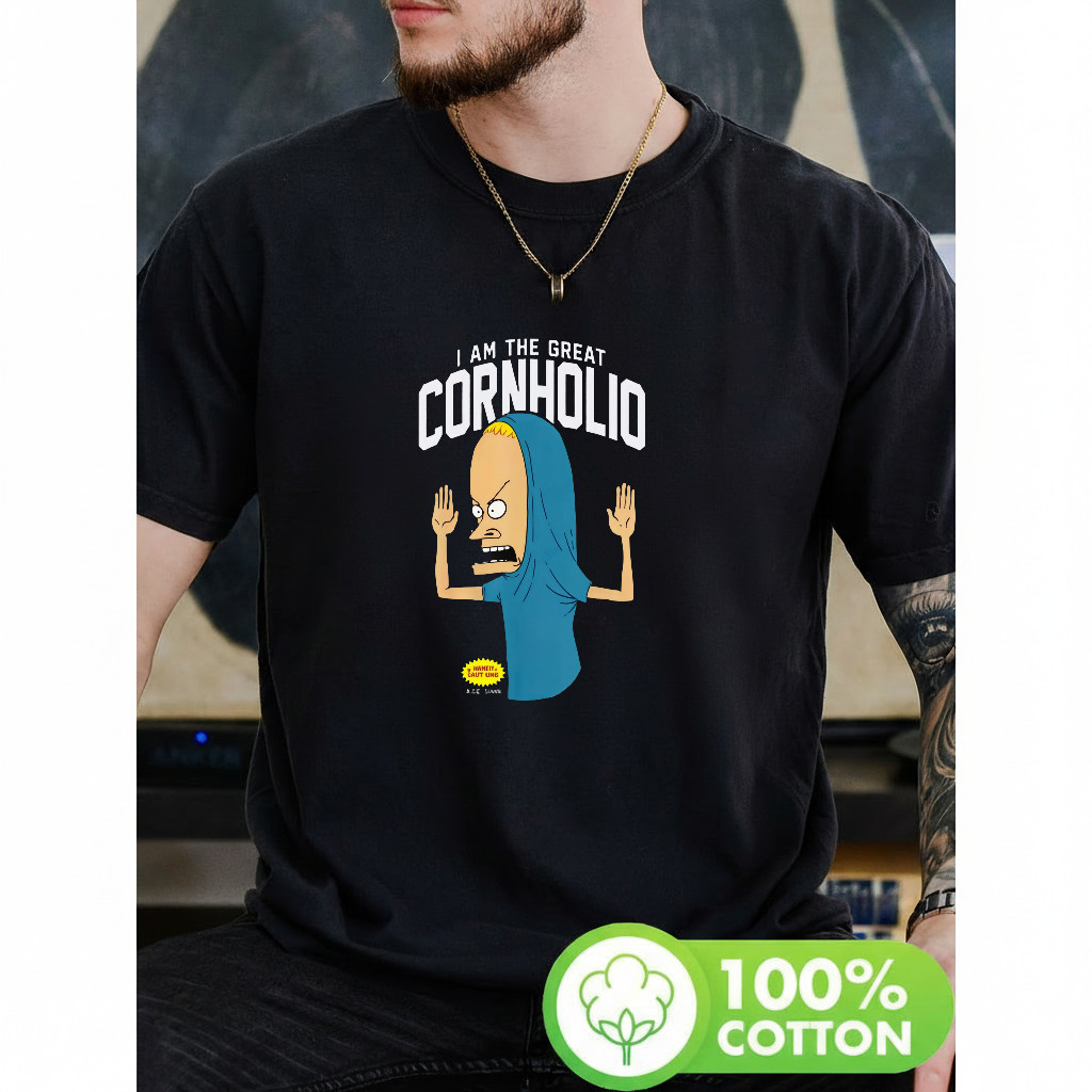 Camiseta Cornholio Personagem Cartoon Camiseta Azul Confortável Atemporal Divertida Moda Feminina