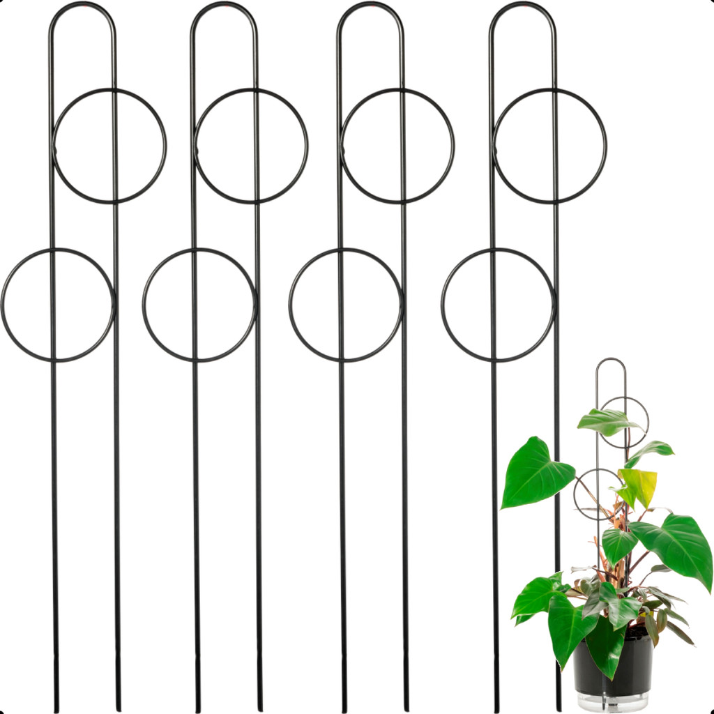 Kit 4 Suporte Tutor Haste Raiz 80cm Apoio Estaca de Ferro para Vasos de Plantas
