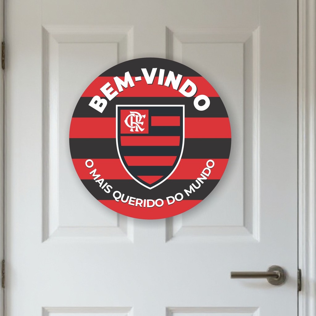 Painel Decorativo Redondo Flamengo Bem-Vindo 43x43 cm EVA Piffer – Inspire Sua Festa Loja
