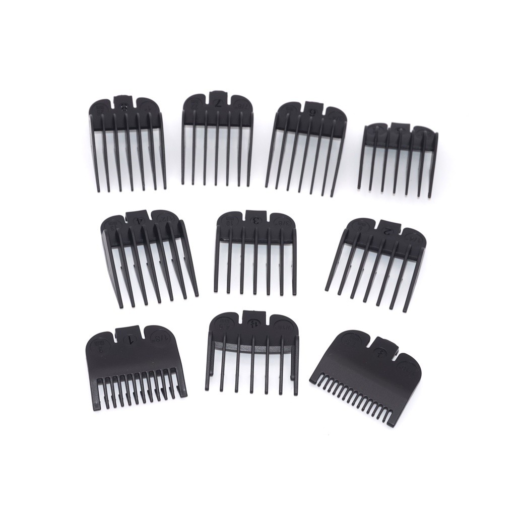 Kit 10 Pentes Especiais Degrade Com Clip Trava De Plástico Para Maquina de Corte Para Maquina Wahl