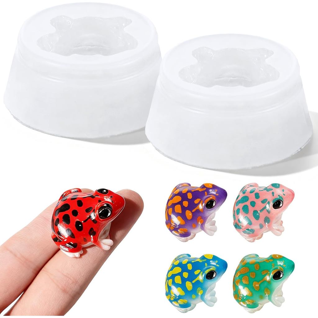 2 Peças de Moldes de Sapo Mini 3D, Moldes de Silicone para Resina em Forma de Animais Fofos, Pequenos Moldes de Silicone
