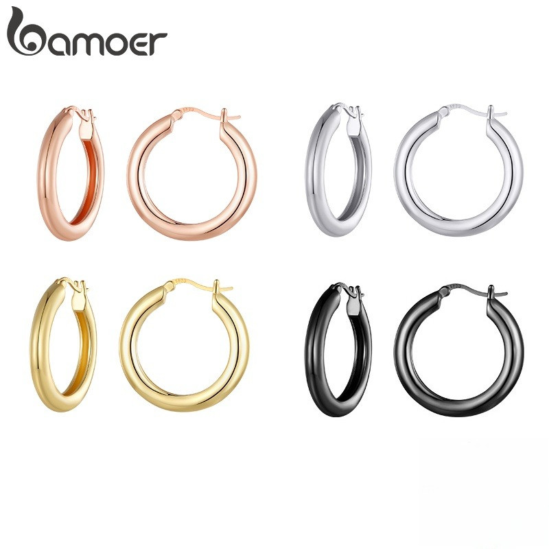 Bamoer Simple 4 Cores Brincos Redondos Básicos De Moda Jóias Para Mulheres YIE232