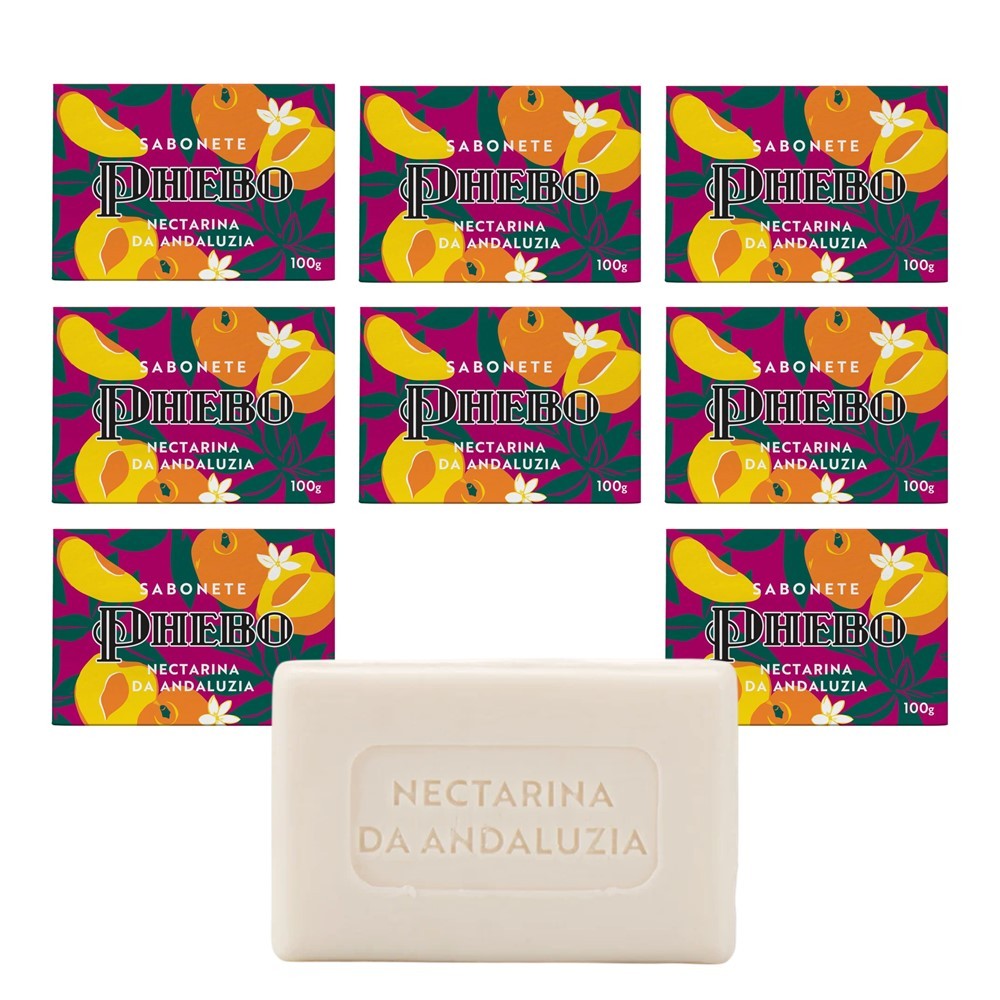 Kit 8 Sabonete Phebo Granado Nectarina da Andaluzia Glicerina Vegetal Natural em Barra 100g
