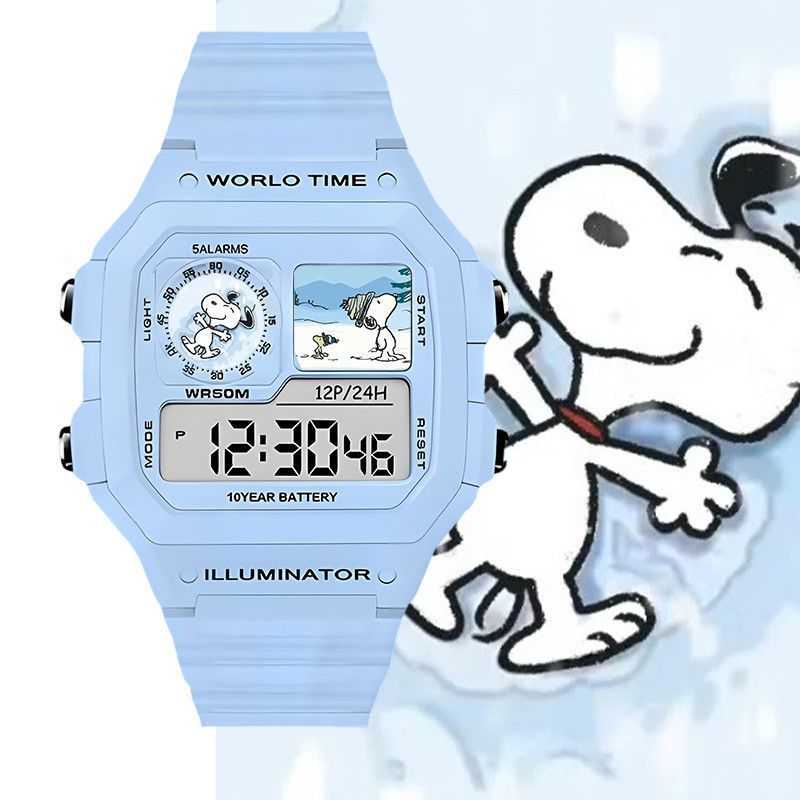 Snoopy Snoopy Cartoon de alta aparência Mercadoria fofa Relógio eletrônico para estudantes Esportes resistente a choques
