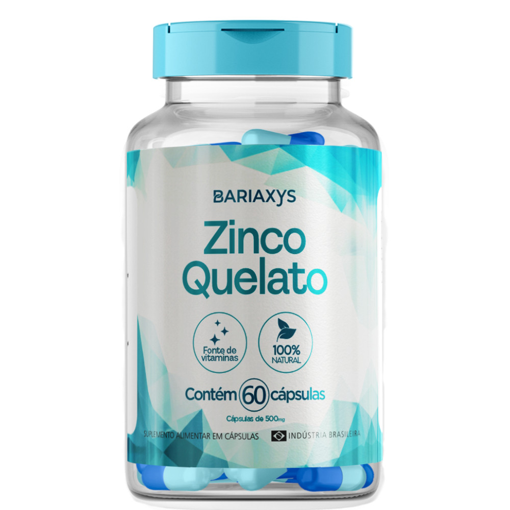 Zinco Quelato Bariasys 60 Capsulas 500mg Bisglicinato Pos-Bariatrica Imunidade e Cicatrizacao