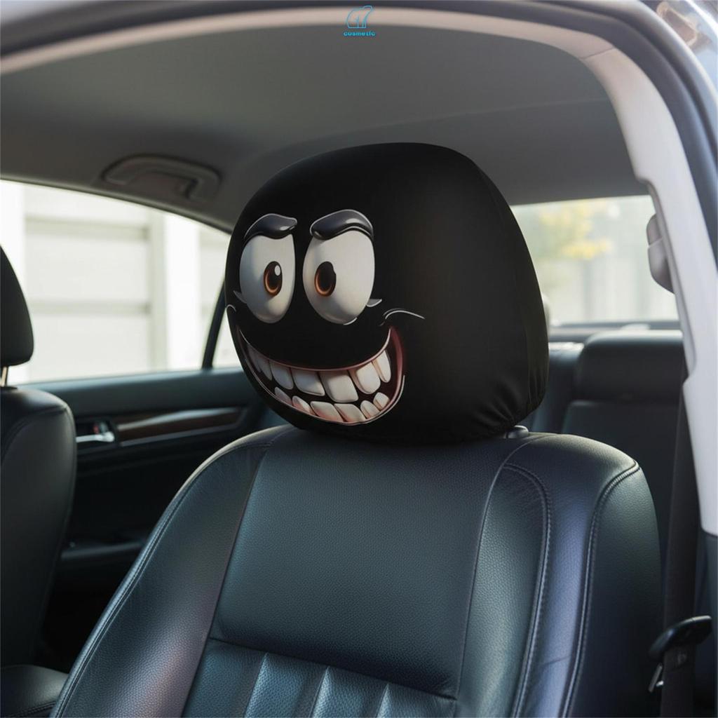 2 Pçs Engraçado Carros Encosto De Cabeça Cobre Universal Dos Desenhos Animados Olhos Do Carro Assento De Protetor De Des