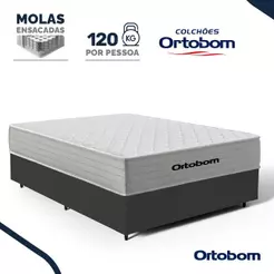 Cama Box com Colchão de Molas Ensacadas Ortobom One Face Plenno Superpocket Casal 138cm