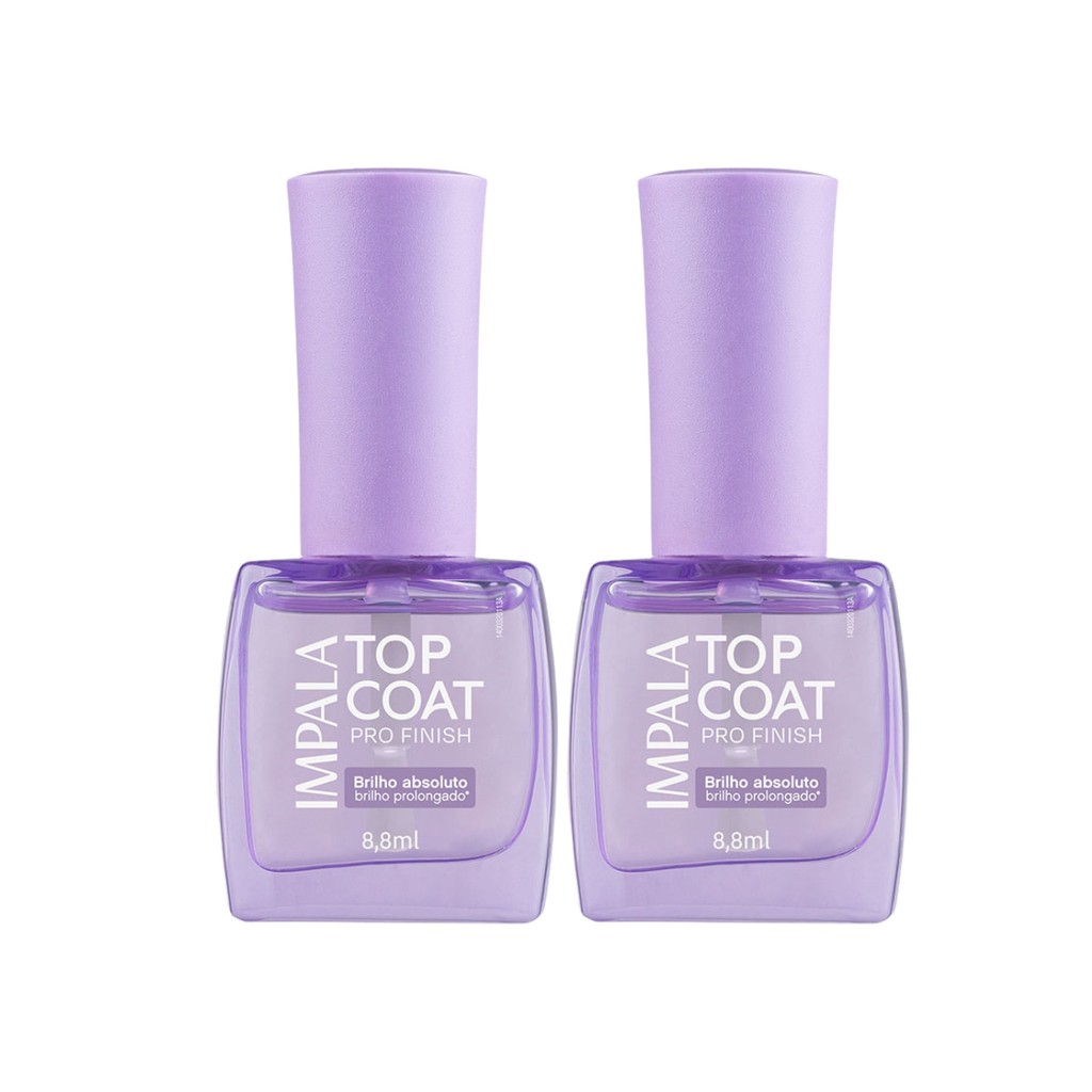 Kit 2 Esmaltes Top Coat Brilho Absoluto Finish Impala 8,8ml