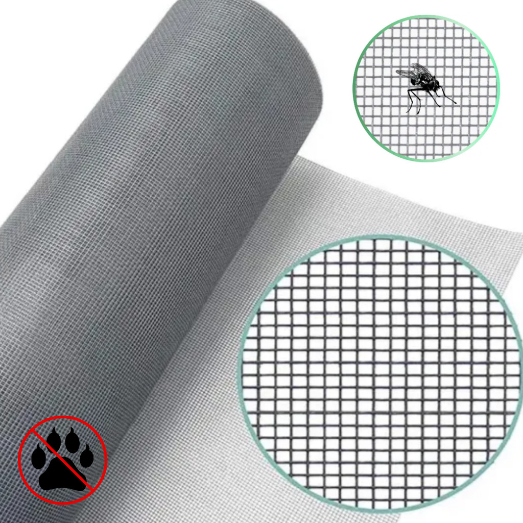 Tela Contra Mosquitos Fibra Cinza 1,0 m x 1,5 m Para Janelas