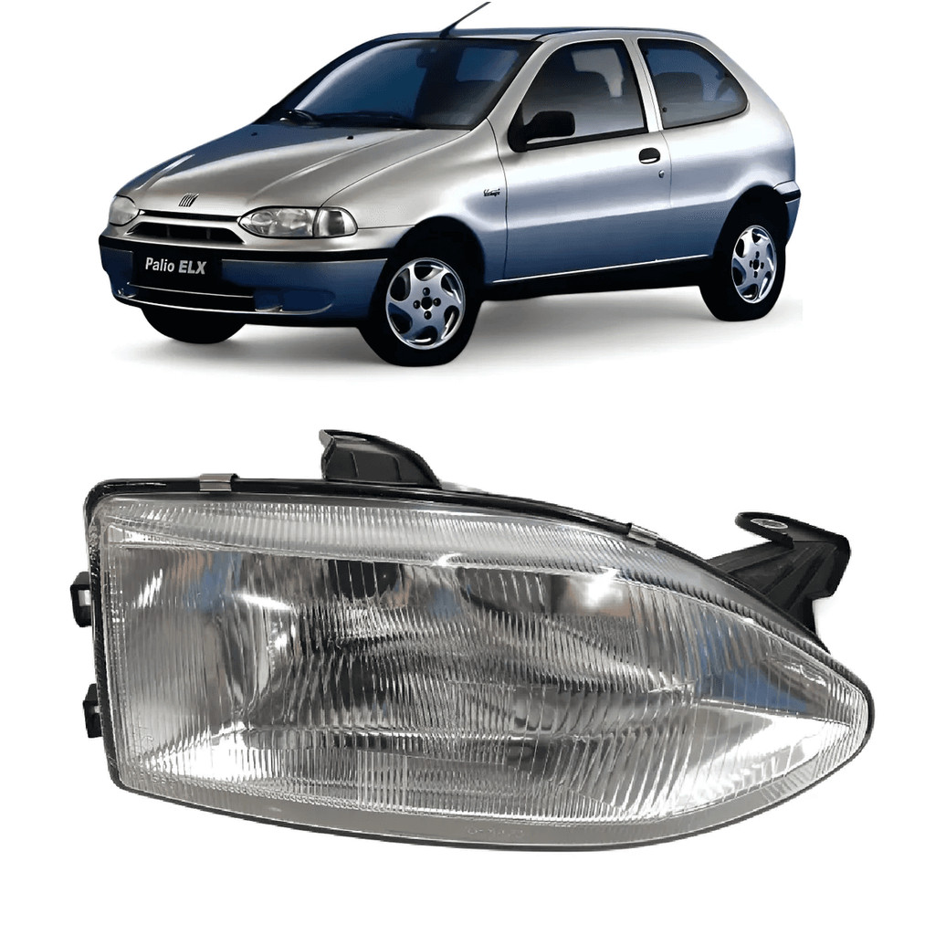 FAROL - FIAT PALIO 96/ (REFLETOR FACETADO TECNOLOGIA SUPERPLEX) H4 PERSONALIZADO LENTE LISA LADO DIREITO