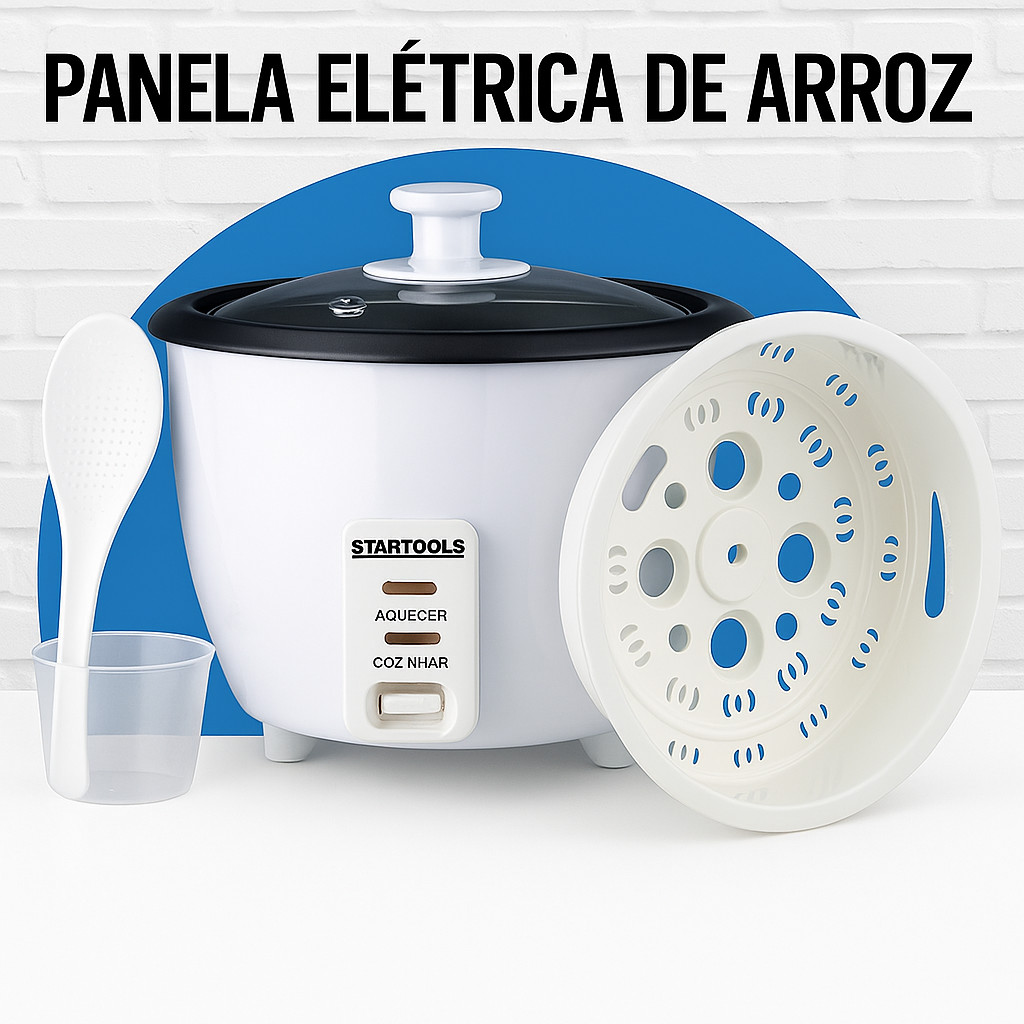 Panela de Arroz Elétrica 127V 400W 1,3L Frequência 60 Hz Antiaderente com Acessórios