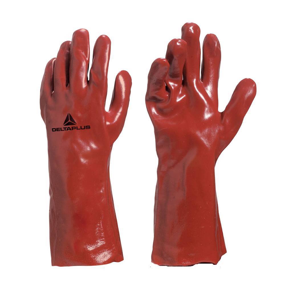 Luva de pvc lisa com forro de algodão 35 cm vermelha D. Plus
