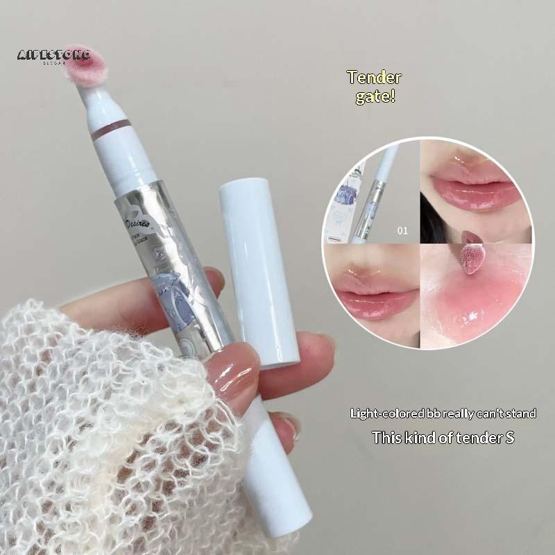 (WHDR) HERORANGE Cabeça De Esponja Plana Brilho Labial Hidratar Espelho Esmalte Duradouro À Prova D'água Lip Plumping Ti