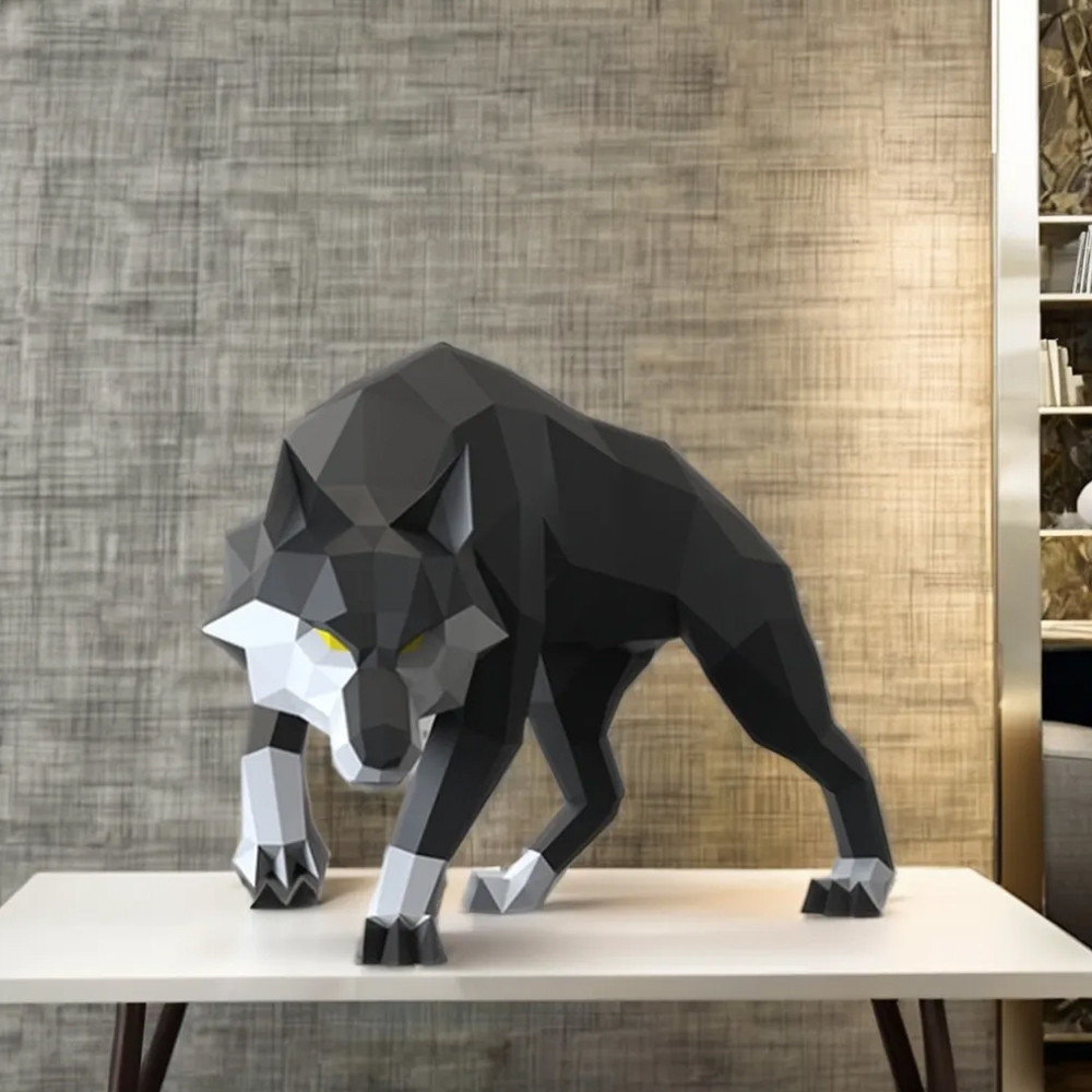 MOMO molde de papel tridimensional lobo rei lobo selvagem criativo DIY tridimensional escultura em papel modelo artesana