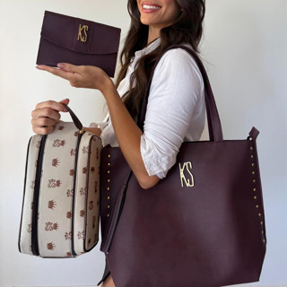 Bolsa Feminina Kit 3 Peças Sacola Grande Tote  + Necessaire + Porta Documentos Trabalho/Viagem em Oferta na Shopee