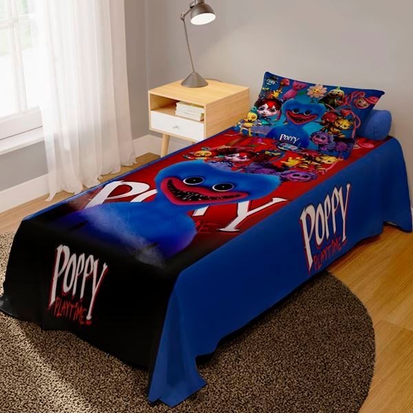 Jogo De Lençol Cobre Leito + Fronha Quarto Infantil Poppy playtime Jogo de cama