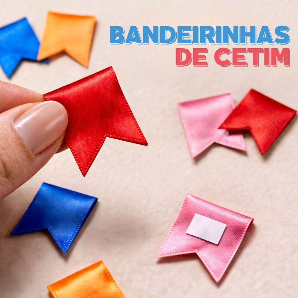 APLIQUE BANDEIRINHA 3 CM POR CM CETIM DUPLA FACE COLORIDAS APLIQUE ROUPAS ACESSORIOS