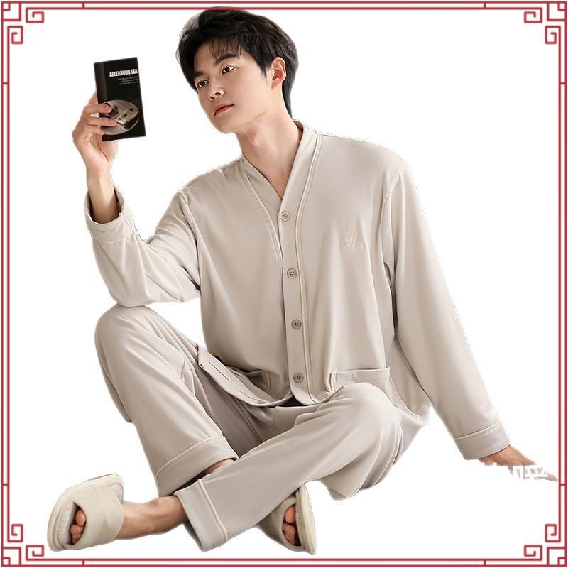 Pijama Adulto Plus Size Masculino Longo Inverno Abertura Frontal Com Botões