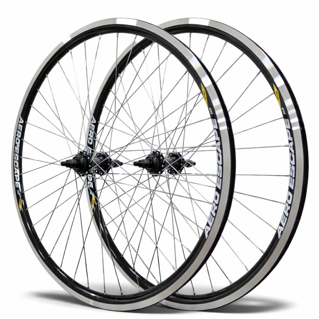 Par De Rodas Aro 26x1.9 Aero Raio Grosso Duplo / Cubo Aço Vzan Preto