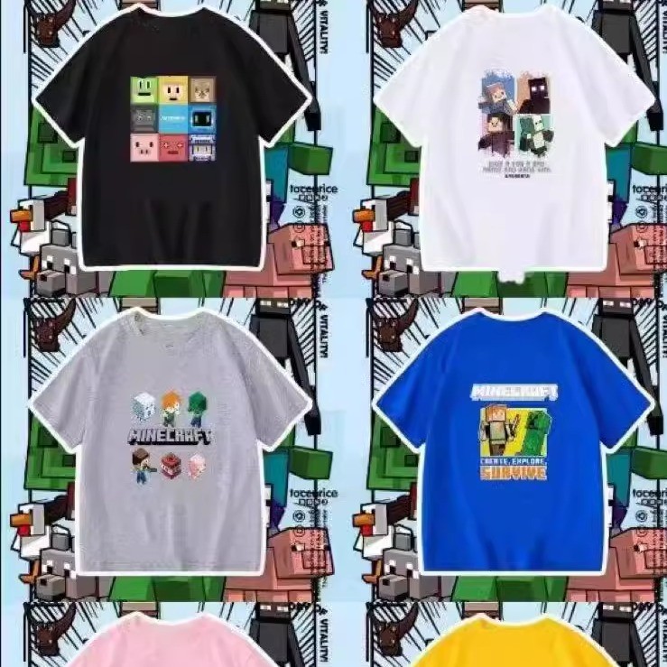 Camiseta de manga curta de algodão puro de venda quente crianças versão coreana em torno do pescoço impresso camisa de m