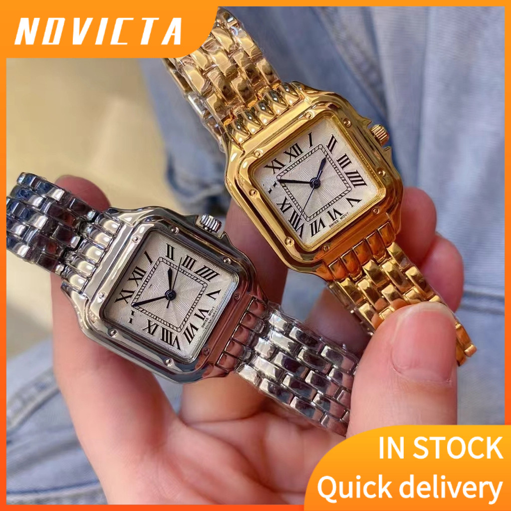 Relógio feminino em escala romana relógio quadrado simples em Oferta na Shopee