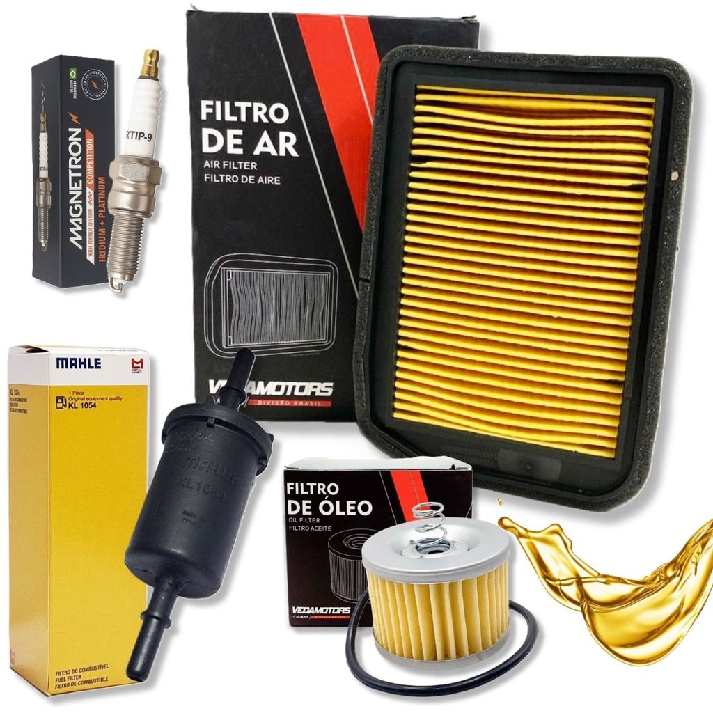 Kit de Filtros e Vela Iridium Fazer 150 / Factor 150 / Factor 125 / Crosser 150 (Filtro de Ar, Óleo, Combustível) em Oferta na Shopee