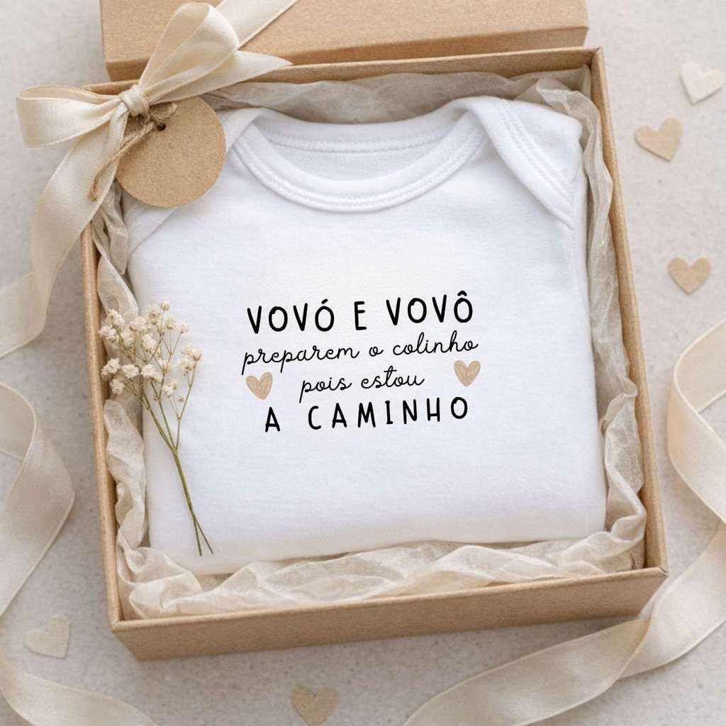 Body revelação gravidez frase anuncio vovó e vovô a caminho em Oferta na Shopee