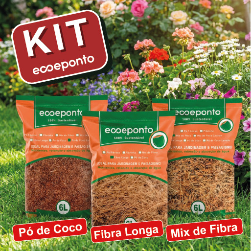 COMBO: 1 Pó de coco S/ Lavar 6L + 1 Fibra longa 6L + Mix de fibra 6L